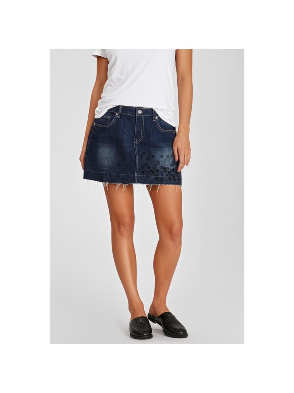 Disney Mickey Mouse Denim Skirt Raw Hem Size 9 Juniors